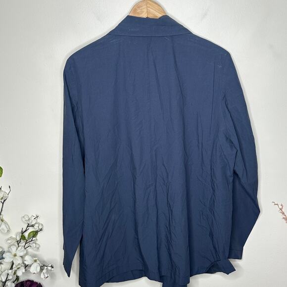 EILEEN FISHER Organic Cotton Longline Blazer in Ocean Blue Sz XL {BB51} - Picture 3 of 5